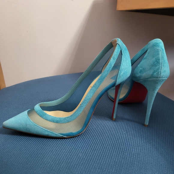 Christian Louboutin Blue and Red Heels - Picture 6 of 9
